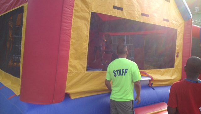 A bounce house at Multicultural Night at John Barry Elementary School
