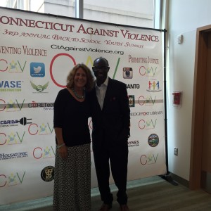 Connecticut Against Violence Youth Summit - Dr. Michele Femc-Bagwell with Kingsley Osei, Founder of CT Against Violence